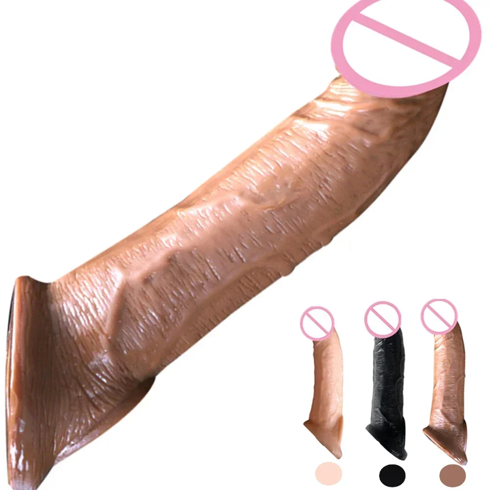 Wholesale 21cm 8.27inch Male Penis Sleeve Condom Case Dick Enlargement Delay Ejaculation Cock Cover Extender G Spot Men Sex Tool