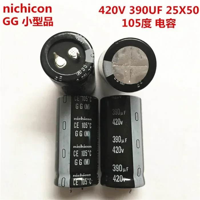 2PCS/10PCS 390uf 420v Nichicon GG/GU 25x50mm 420V390uF Snap-in PSU Capacitor