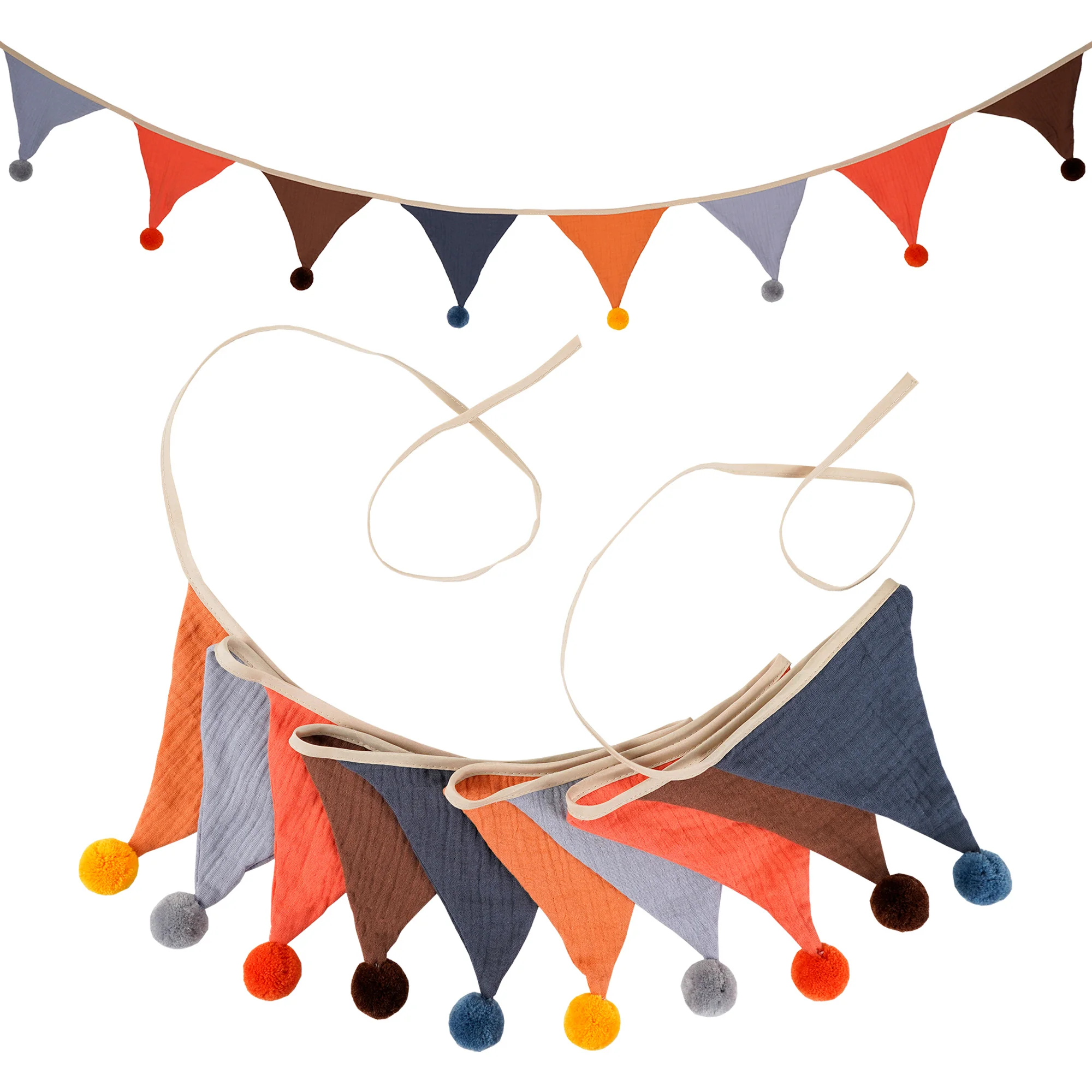2,6 m/8,5 ft Kindergarten Stoff Bunting 10 Dreieck Wimpel Flaggen mit Kugeln Party Decor Banner Home Baby Dusche Karneval Girlande – Detail 38