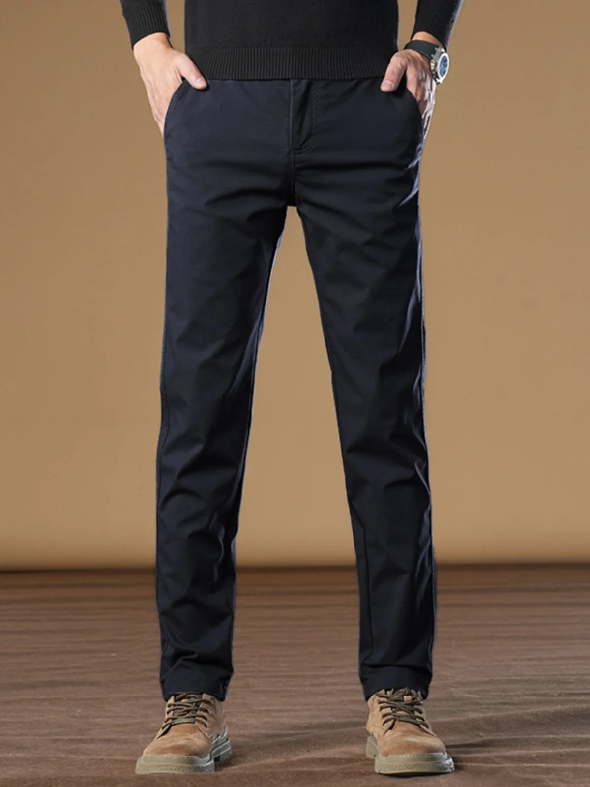 

Hong Kong Spring Autumn Pure Cotton Men's Casual Pants Elastic Straight Leg Long Busin West Sle Pants Versatile Casual T...