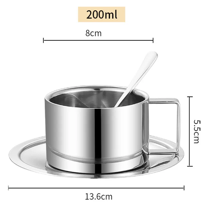 Stainless Steel European Coffee Double Layered Three Piece Set Coffee Cup Household Coffee Cup Mug Starbucks Cup Vaccuum Bottle