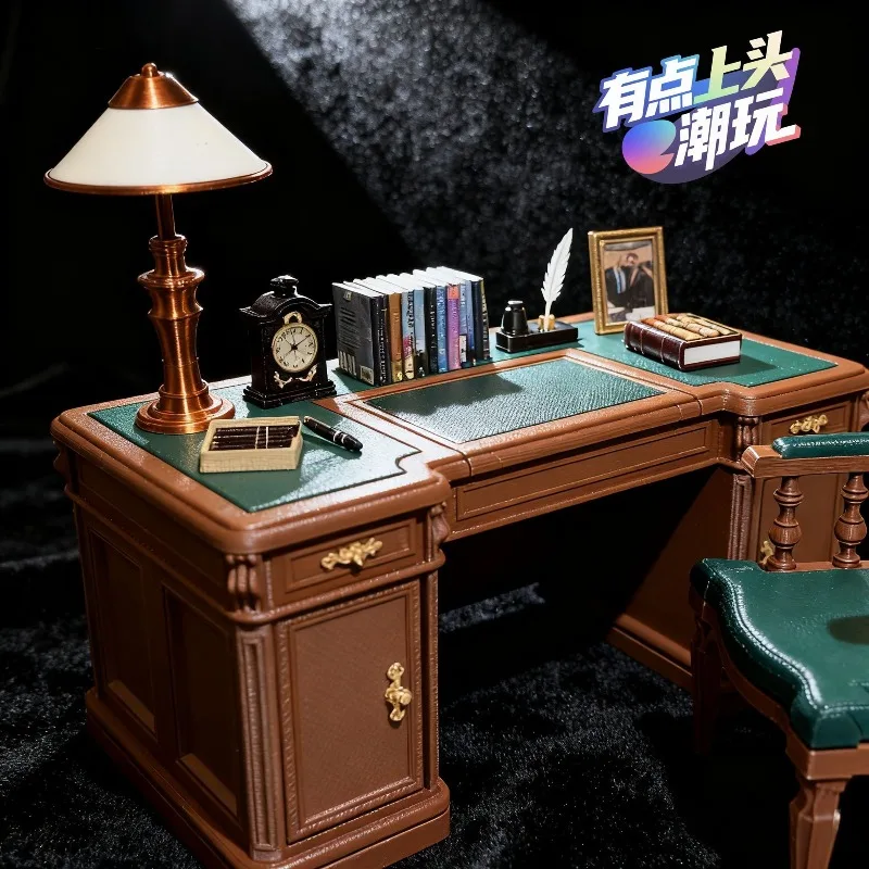 Original 1/12 Miniature Vintage American Style Office Desk Chair Set Realistic Decorative Model Kit
