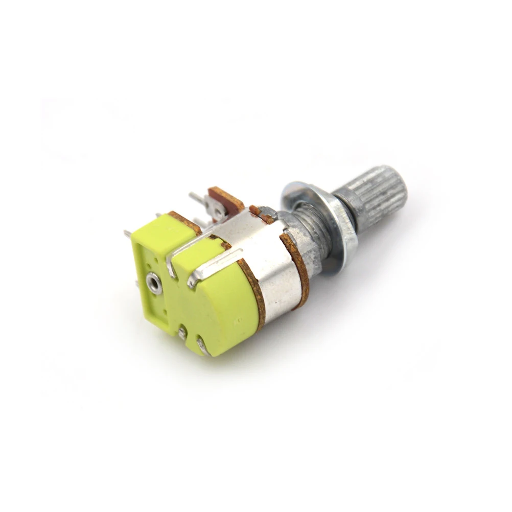 1pc R125G Potentiometer Stereo B50K Ohm Dual Linear Type Taper Volume Control Potentiometer Switch 50K Metal w Electronic Parts