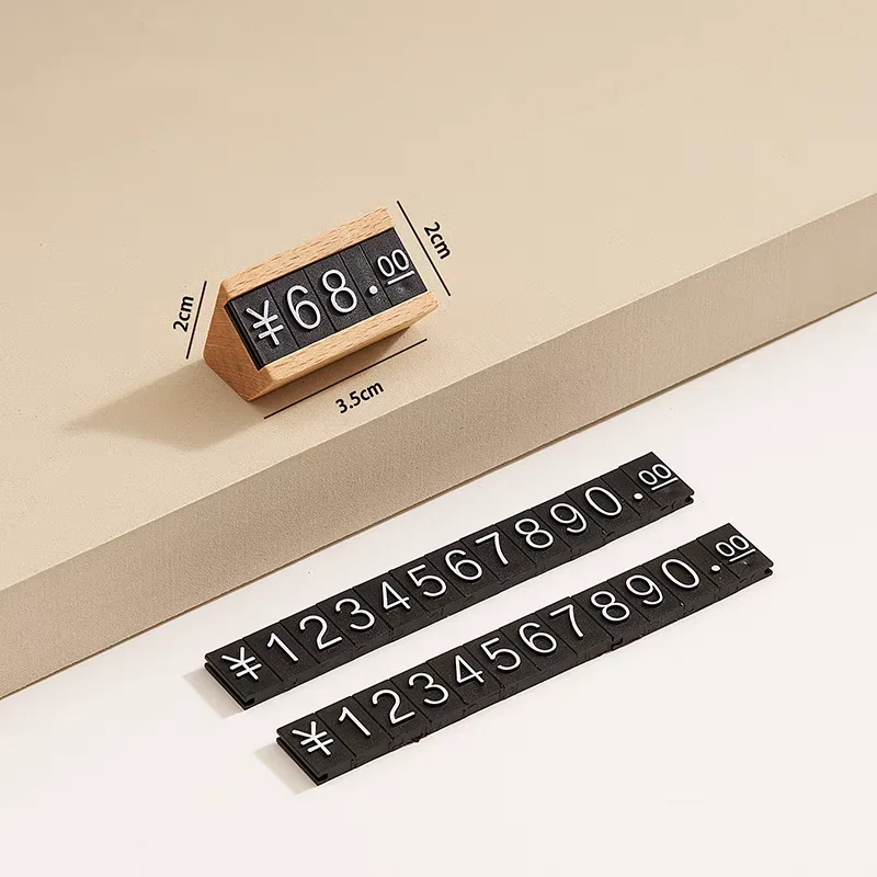 5pcs/lot Solid Wood Adjustable Number Letter Price Label Commodity , Wine, Tea, Beauty Products Display Plate Price Cube Tags