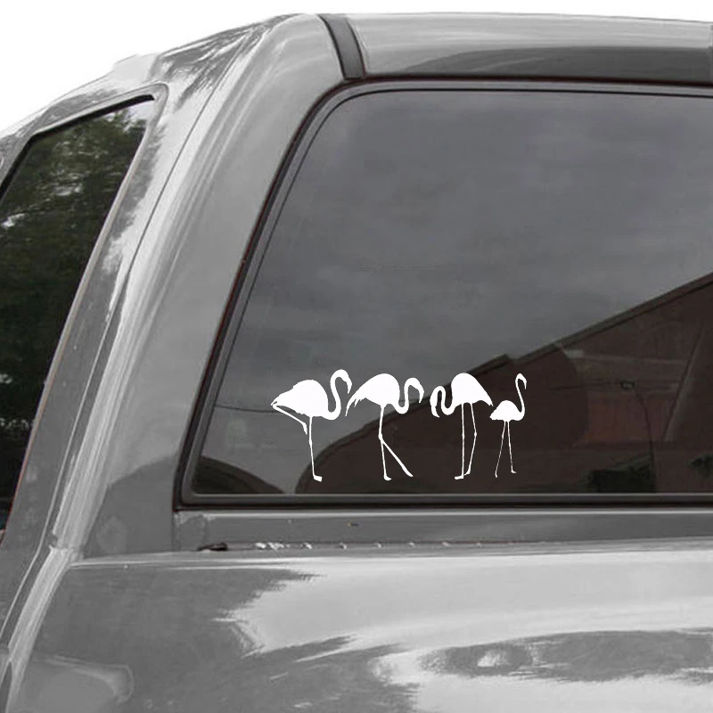 17*7.4cm Flamingo Car Stickers Vinyl Decals Funny Car Laptop Bumper Decal Flamingoes Silhouette Birds Bird auto accessories