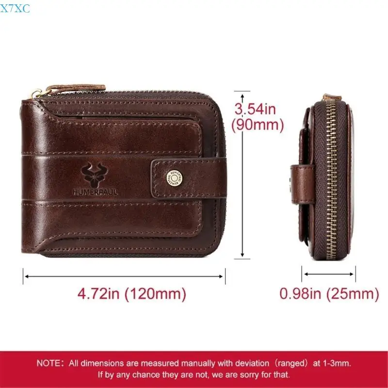 X7XC Multifunctional Men's Wallet with Zipper Coin Compartment Practical and Convenient Purse