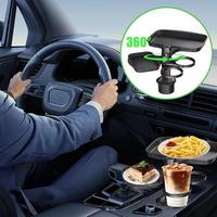 Car Cup Holder Tray 4-in-1 Car Cup Organizer Adjustable Travel Food Table Tray Multifunctional Car Holder Expander 360-degree