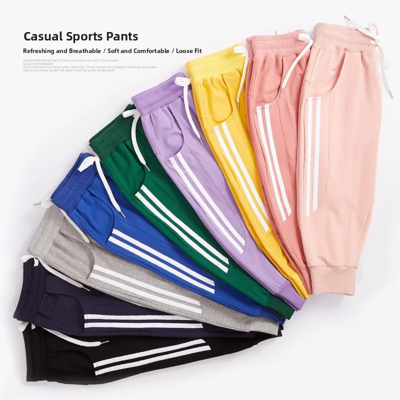 Knee-Length 7/8 Sports Shorts Women's Cotton Thin Loose plus Size Cuffed Pants Casual Harlan Mid-Pants Comfortable Breathable