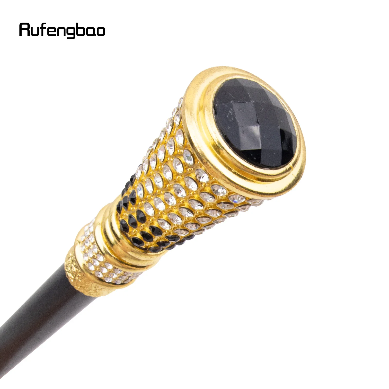 Black Artificial Diamond Golden Walking Cane Fashion Decorative Walking Stick Gentleman Elegant Cosplay Cane Knob Crosier 94cm