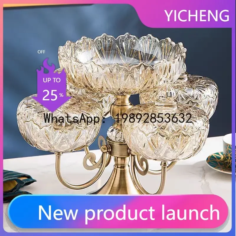 i5.11  fruit plate for home coffee table feng shui crystal multi-layered glass plate