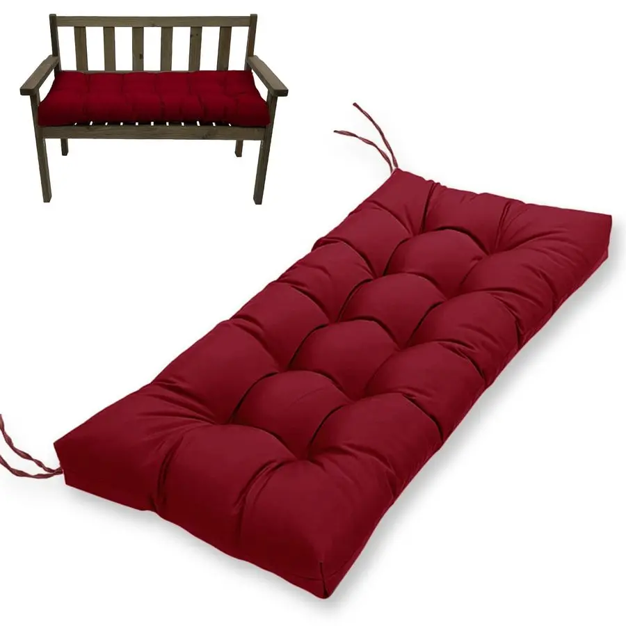 

Водоотталкивающая подушка для уличной скамейки 44x19 дюймов, стеганая подушка для садовых качелей с высокоэластичным наполнителем из полипропиленового хлопка и прочными завязками, толстая