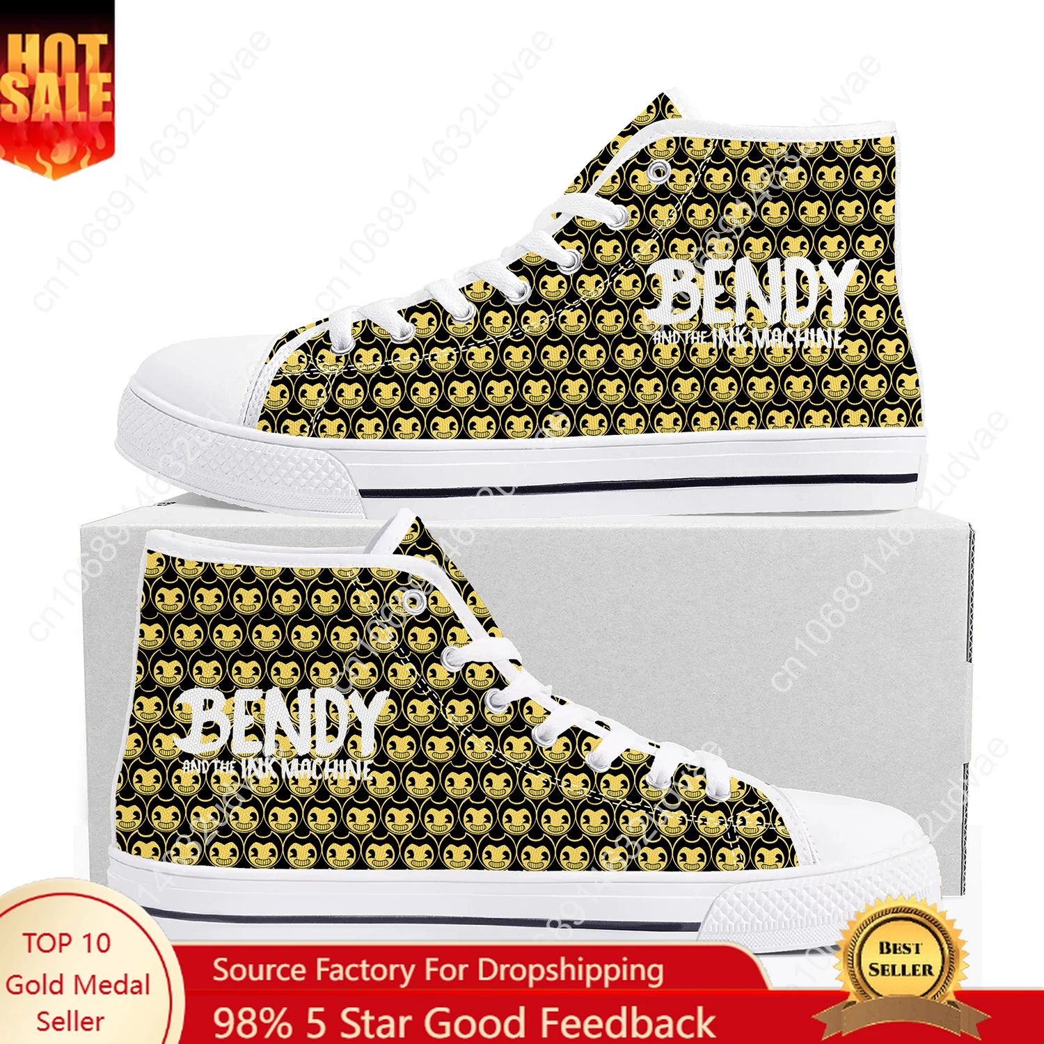 

B-Bendy and T-The I-Ink M-Machine High Top Shoes Mens Womens Teenager Sneakers Canvas Daily Sneaker Custom Made Couple Shoe