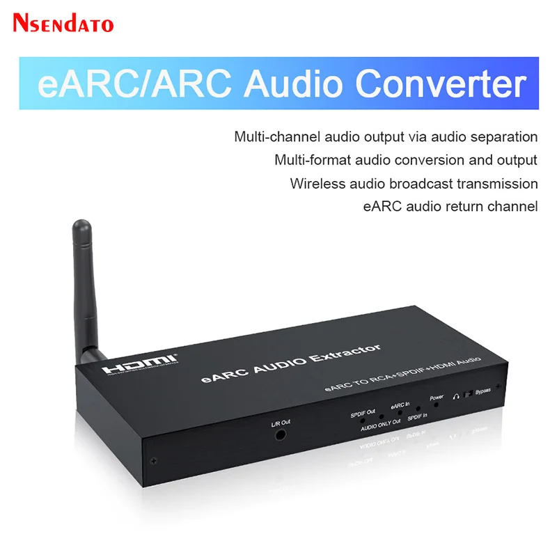 Аудиоэкстрактор HDMI EARC/ARC 7.1-канальный, конвертер HDMI EARC в RCA SPDIF, поддержка LE L/R 3.5 мм, беспроводные наушники для саундбара
