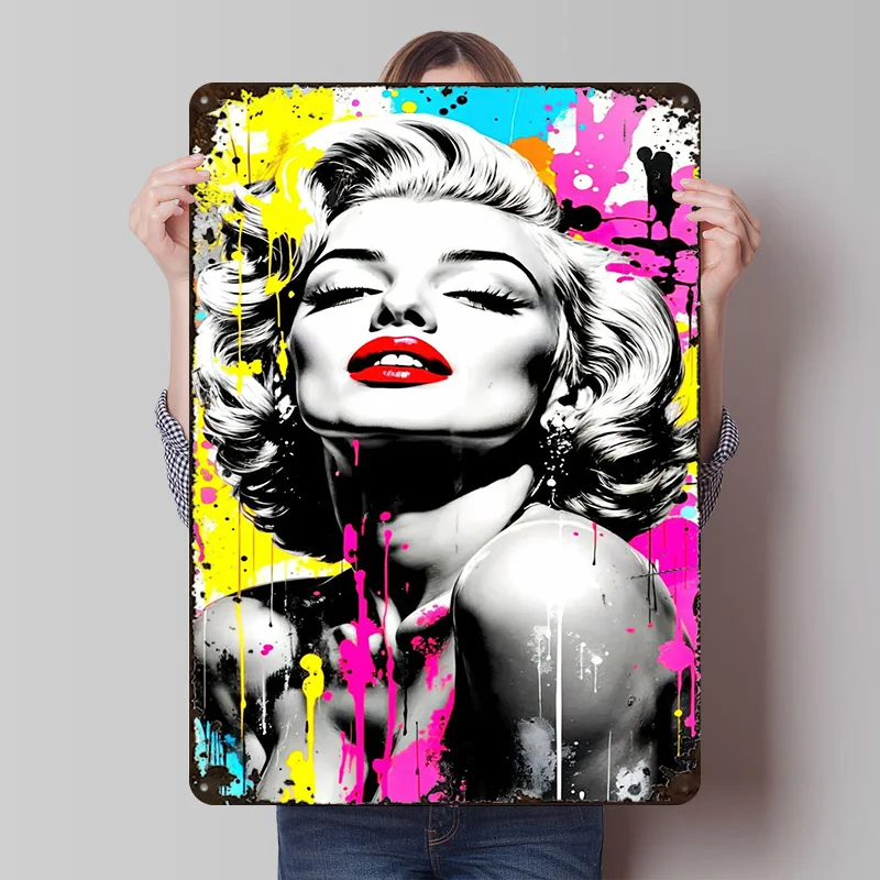 مارلين مونرو فن البوب صورة معدنية ملصق تين علامات غرفة المعيشة الديكور في المنزل علامة معدنية مخصصة لتزيين جدران الفن #1