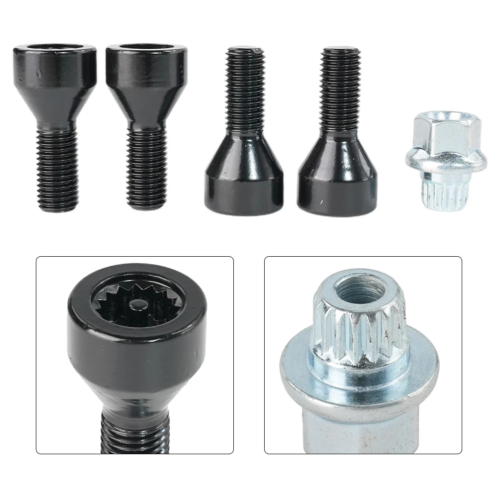 4Pcs/kit M14x1.25 M12x1.5 Wheel Locking Bolts Anti-theft Wheel Screw Bolt Lock Nut Key 36136776076 For BMW X3 X6 Z4 For MINI