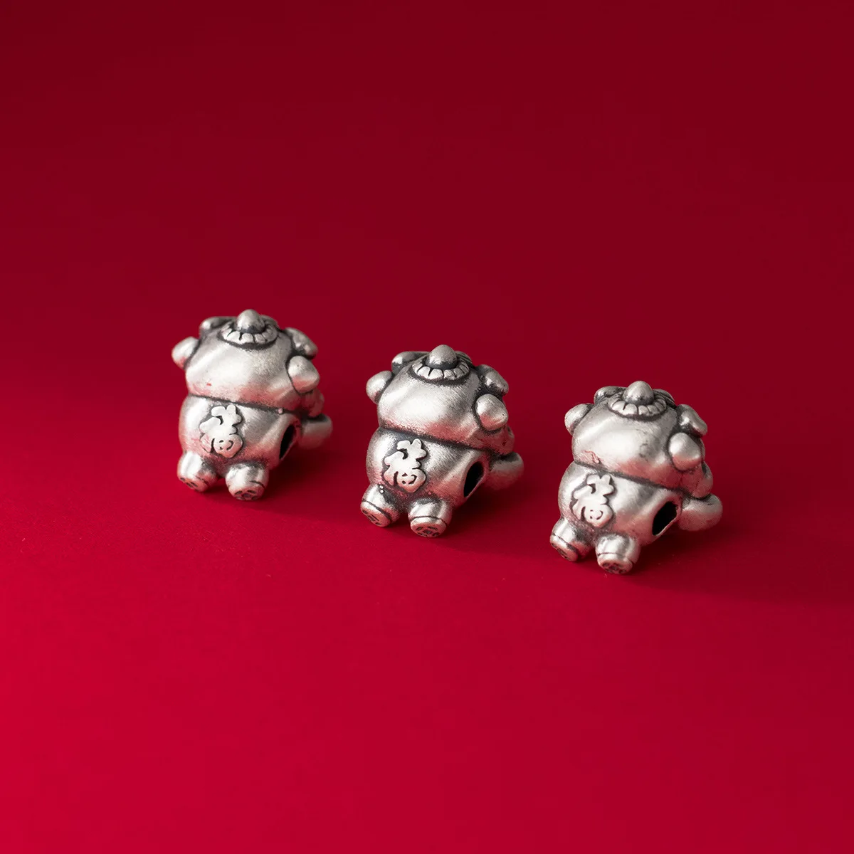 MEETSOFT-999 스털링 실버 레트로 구멍을 통해 3D 동물 호랑이 PiXiu 아기 펜던트 매력, DIY 수제 팔찌 선물 만들기