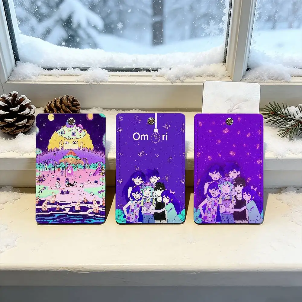 

O-Omori Game Bus house access card protective cover school rectangular keychain PU leather ID Best sellers