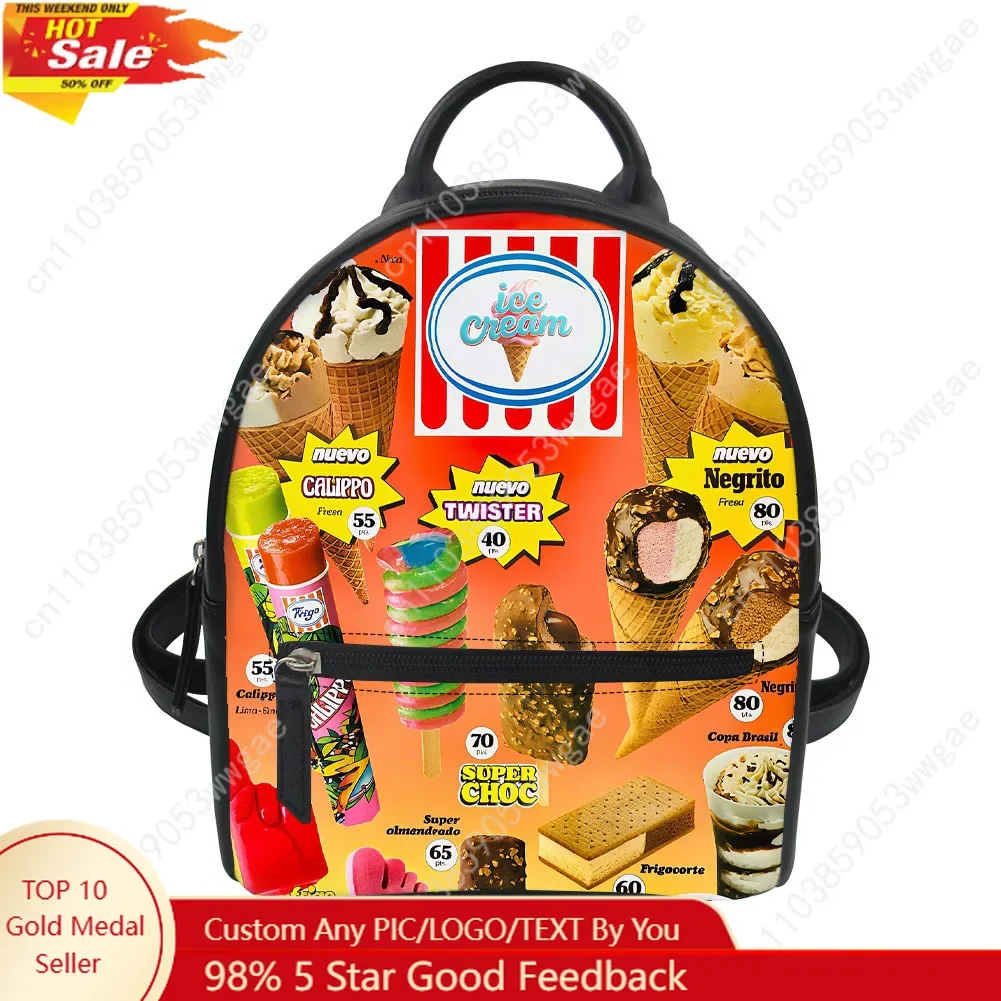 Ice Cream Backpack Purse Womens Schoolbags Customized Double Shoulder Bag Premium Fashion Mini Daypack Leather Travel Bag Gift