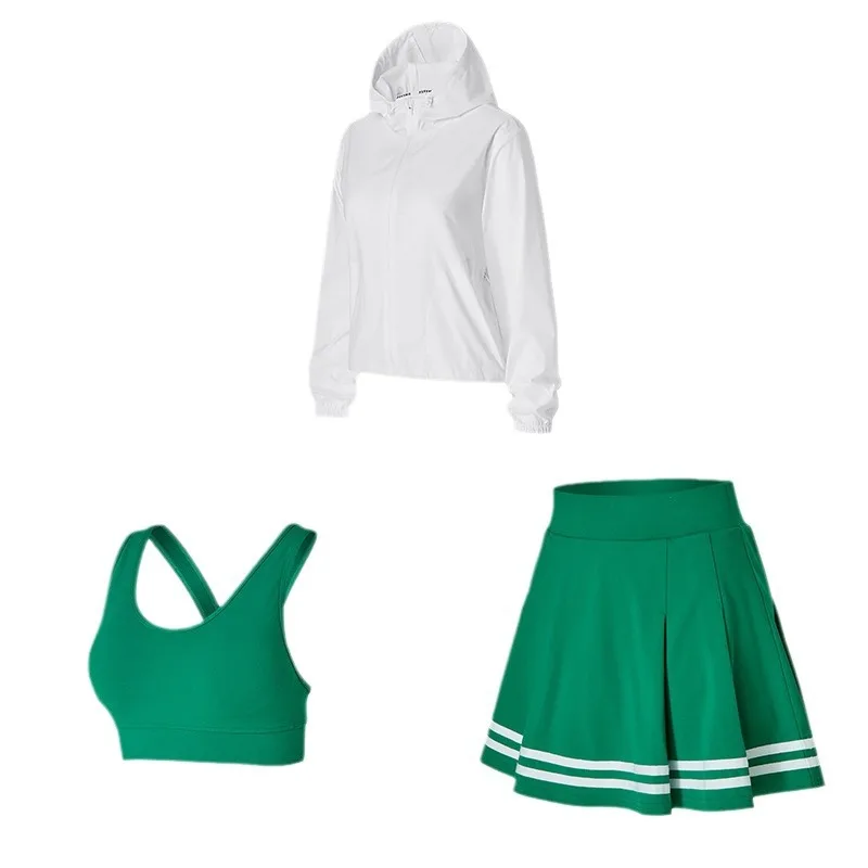 Sport Bra Tennis Pleated Skirt Active Wear Women Badminton Skirt Sets Workout Clothes Jacket Golf Outfit 2024 Gym Fitness Suit