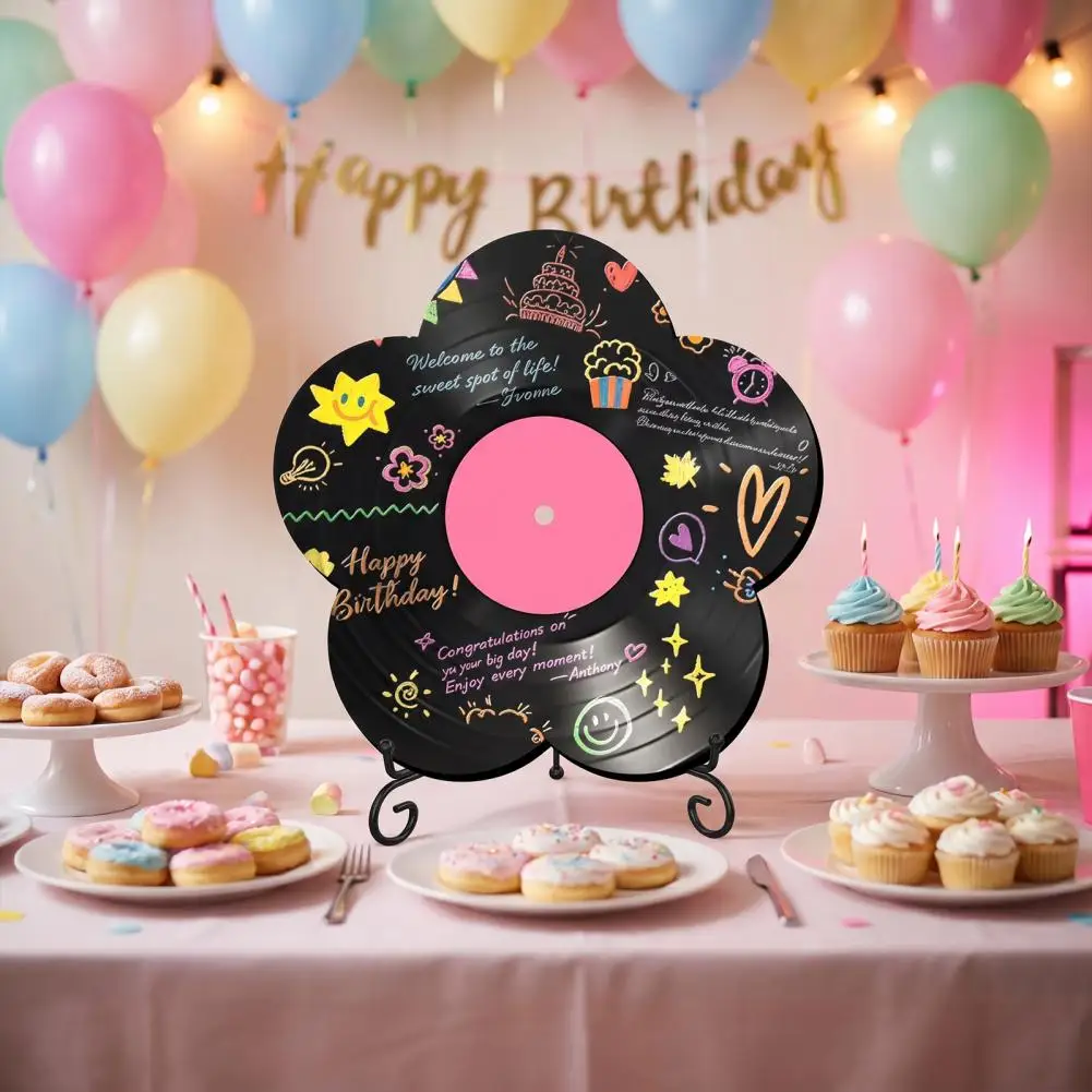 

Diy Party Decoration Kit Flower Vinyl Ornament with Display Stand Diy Custom Message Board for Birthday Anniversary Personalized