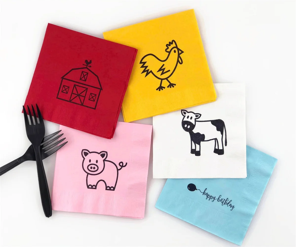 

50pcs Farm Birthday Napkins - Farm Party, Party Napkins, Barnyard Birthday, Farm Animal Napkins, Farm Party Supplies, Barnyard