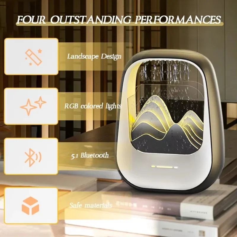Multi Functional White Noise Sleep Bluetooth Speaker RGB Night Light Humidification Music Player Landscape Desktop Decoration