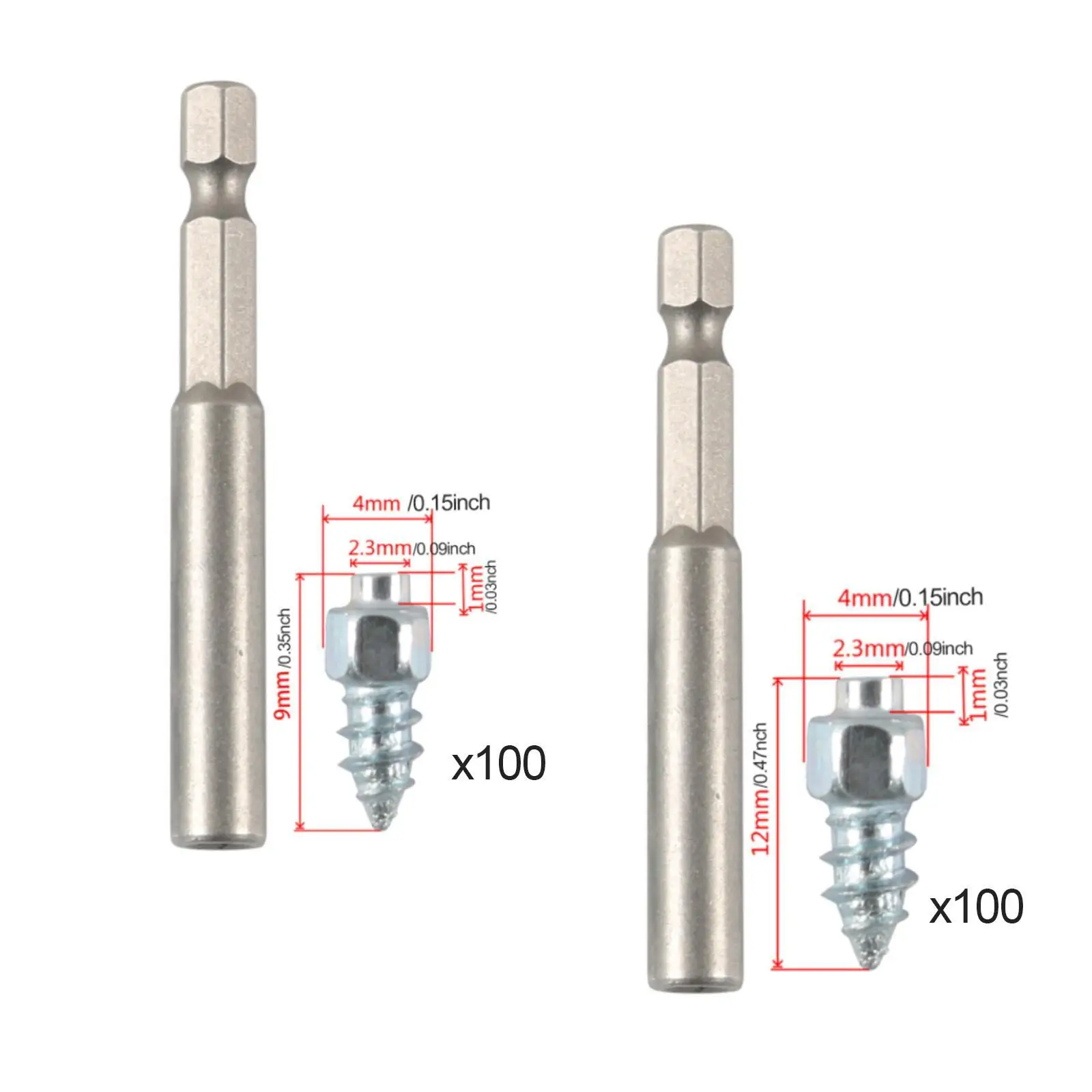 100 Pieces Tire Studs Carbide Screws Tungsten Steel Snow Spikes for Bicycles