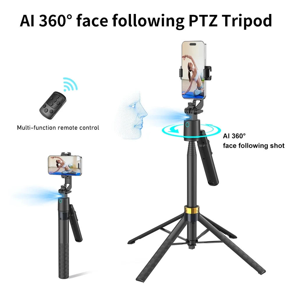 

Selfie Stick with Face Tracking, Bluetooth Remote, Extendable Selfie Stick Tripod Stand with 360° Rotation Cell Phone Holder