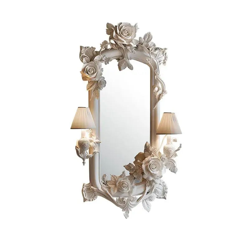 

French retro dressing full-body mirror villa living room entrance mirror cloakroom fitting mirror