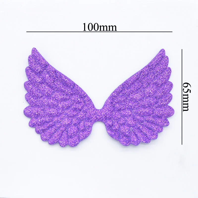 12Pcs 100mm Angel Wing Appliques Single Sided Glitter Powders Fairy Wing Patches DIY Clothes Headwear Bowknot Bow Tie Decor