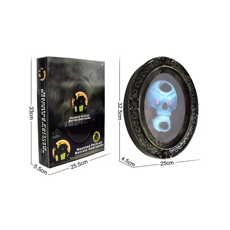 Halloween Scary Decoration Magic Mirror Ghostface With Creppy Sound And Light Performance Props Masquerade Bar Horror Decor