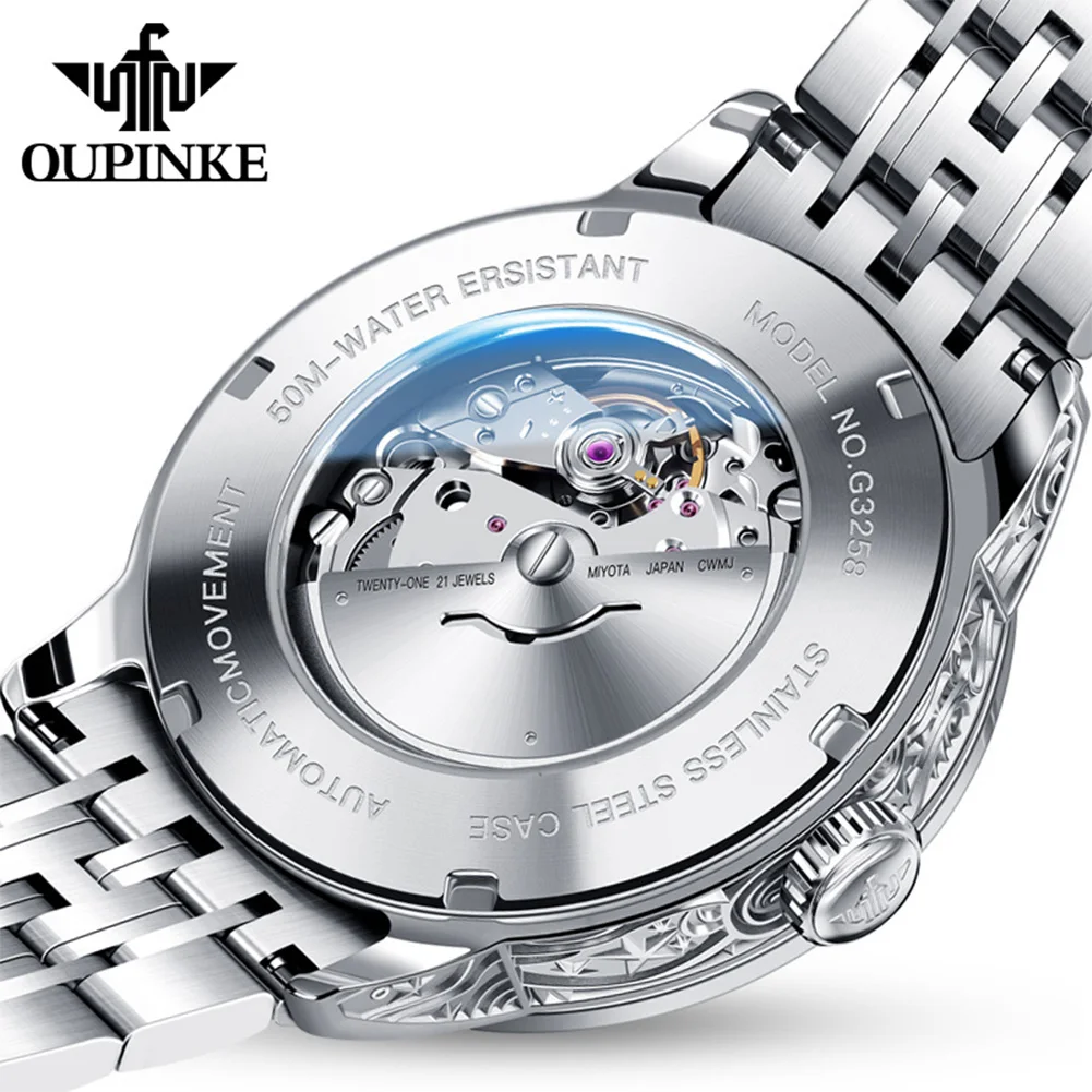 OUPINKE Orologi da uomo 3258 Luxury Fashion Diamond Bezel Orologio meccanico automatico originale per uomo Impermeabile Data luminosa Nuovo