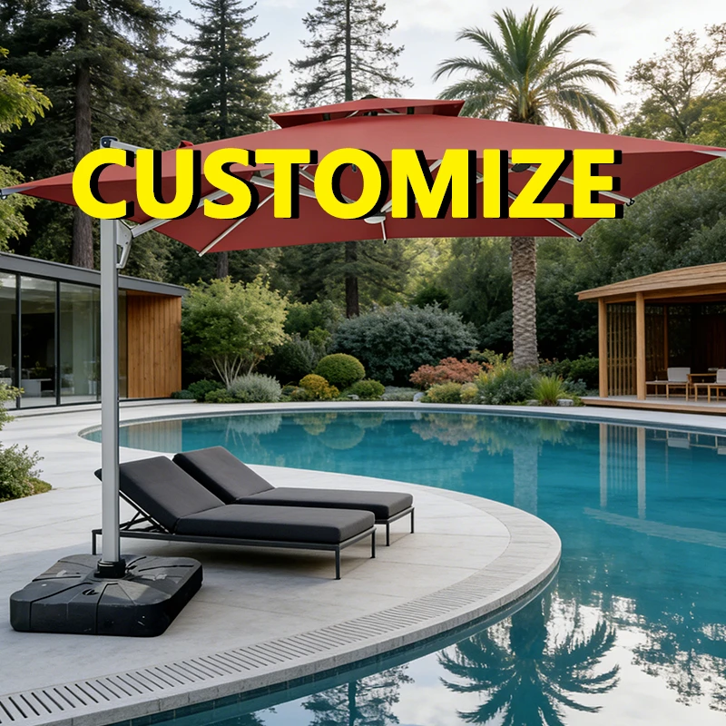 

Any Size Custom 360 Degree Rotation Aluminum Umbrella Windproof UV Protection Waterproof Outdoor Garden Hotel Villa Courtyard Du