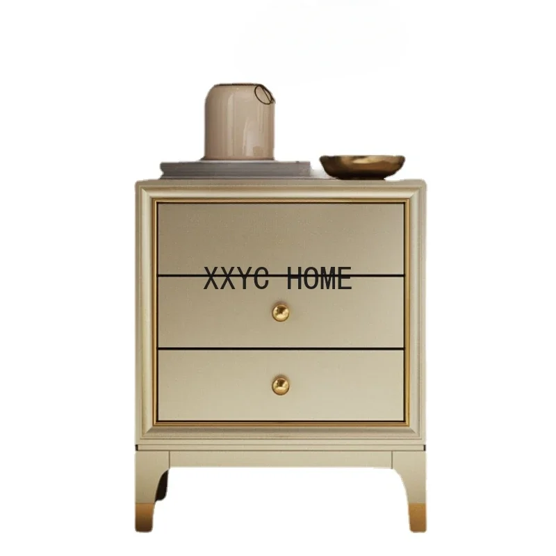 

Solid Wood Bedroom Luxury Wooden Storage Cabinet Simple Designer Bedside Cabinet