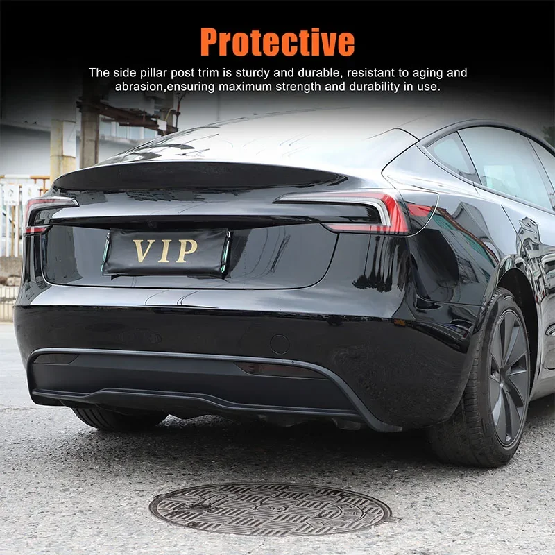 For Tesla Model 3 2023 2024 ABS Black Car Rear Fog Lamp Decorative Cover Sticker Car Accessories