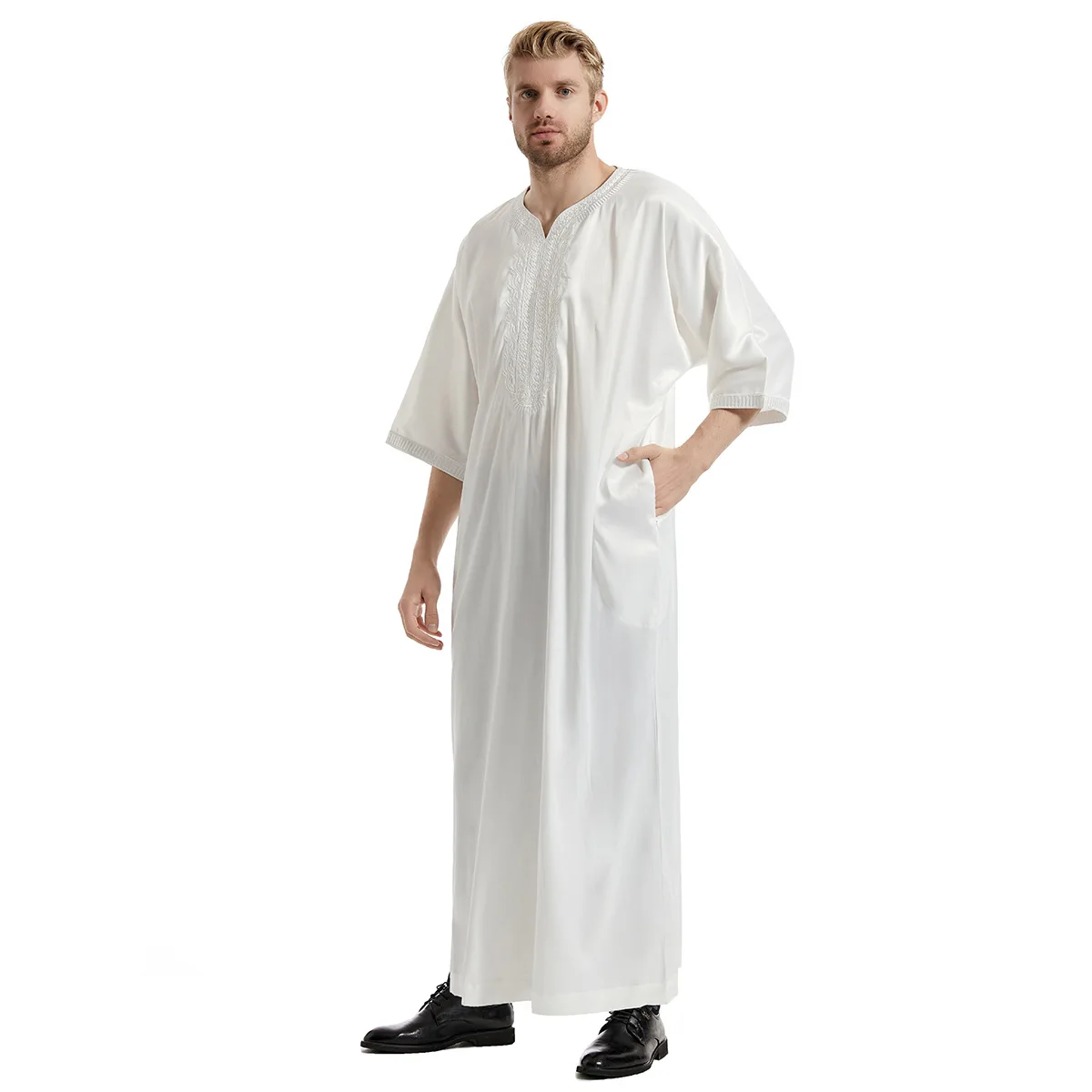 Eid Ramadan Muslim Men Dress Jubba Thobe Islamic Abaya Long Robe Saudi Musulman Thawb Caftan Abayas Jubah Dubai Arab 2024