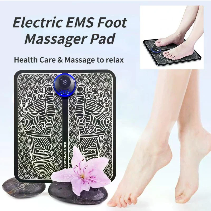 Electric Foot Massager Pad Therapy Machine Fully Automatic Foot Meridian Pressing Device EMS Muscle Massage Fitness USB Charging