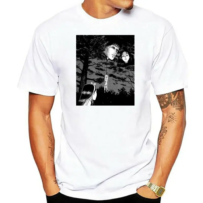 Junji Ito Anime Creepy Manga Japan Horror T-Shirts Men Creative Pure Cotton Tee Shirt Short Sleeve T Shirt 4XL 5XL Clothes