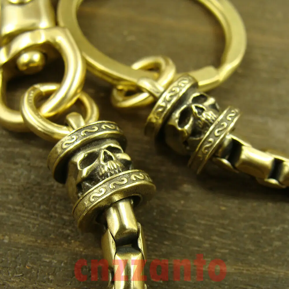 Solid Brass Skull Statue key chain ring swivel eye snap for DIY Ornaments hook clip