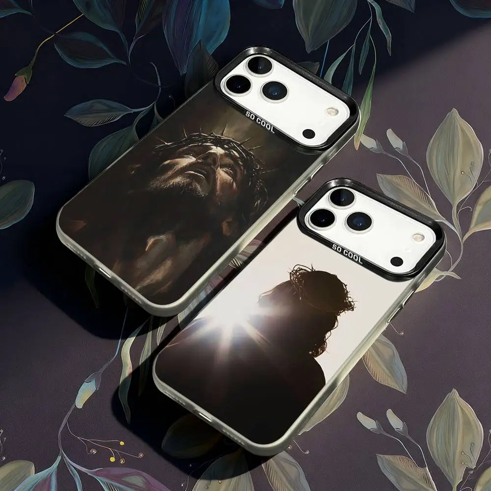 

Son Of God Jesus Cross Holy Phone Case For iPhone 17,16,15,14,13,12,X,8,Pro,Max,Plus,E,SE4,Air,Mini IMD Matte Black