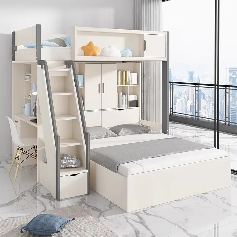 Double bed bunk bed Adult household high and low bed Small apartment Children's two-layer bunk bed Interlaced mother-child bed