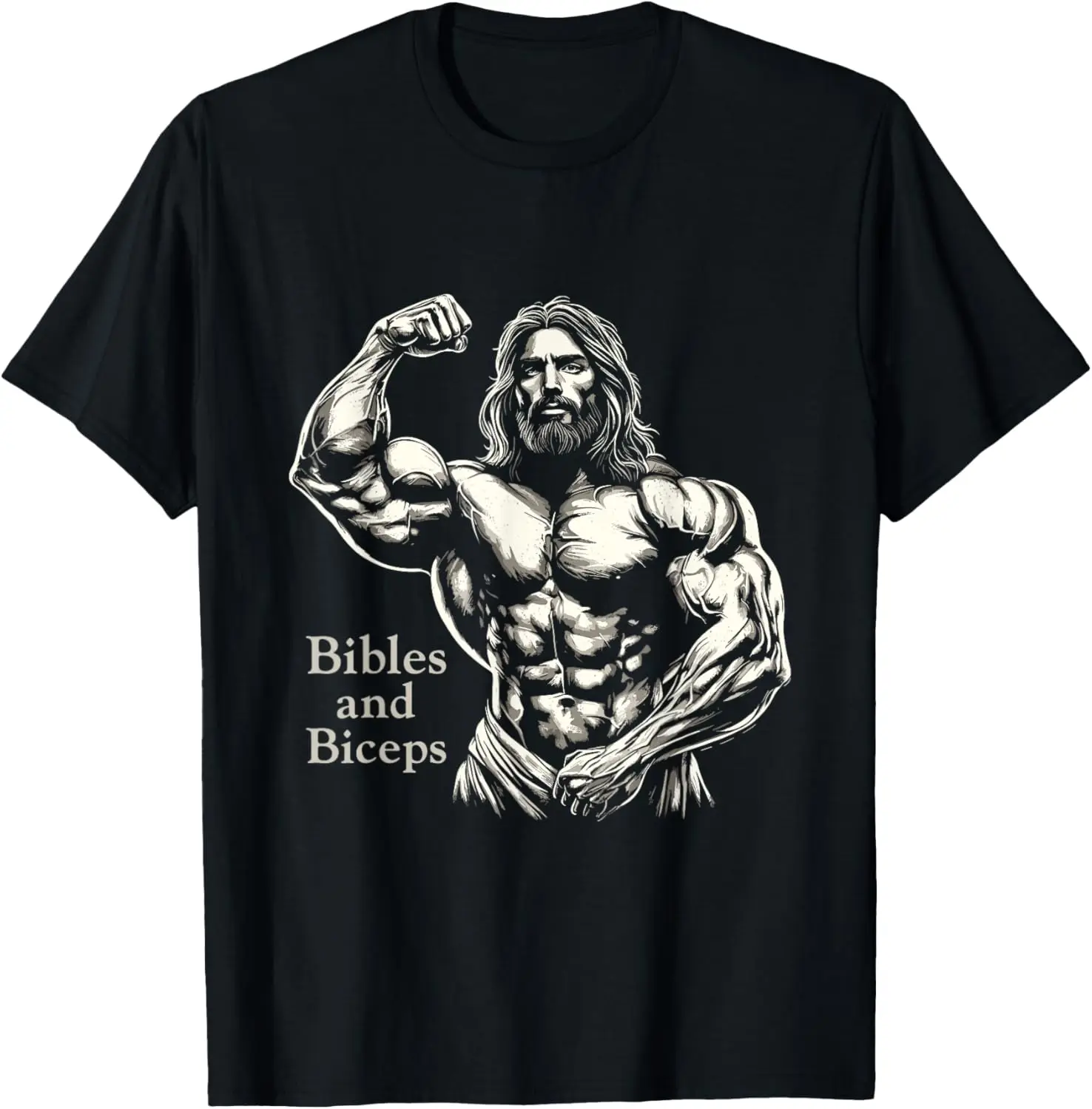 Bibles And Biceps - Funny Bodybuilding Jesus Gym Workout T-Shirt