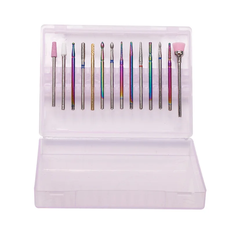 14 Holder Nail Polish Head Storage Box Portable Display Stand Dust-proof Manicure Salon Grinding Head Holder Nail Drill Bit Box