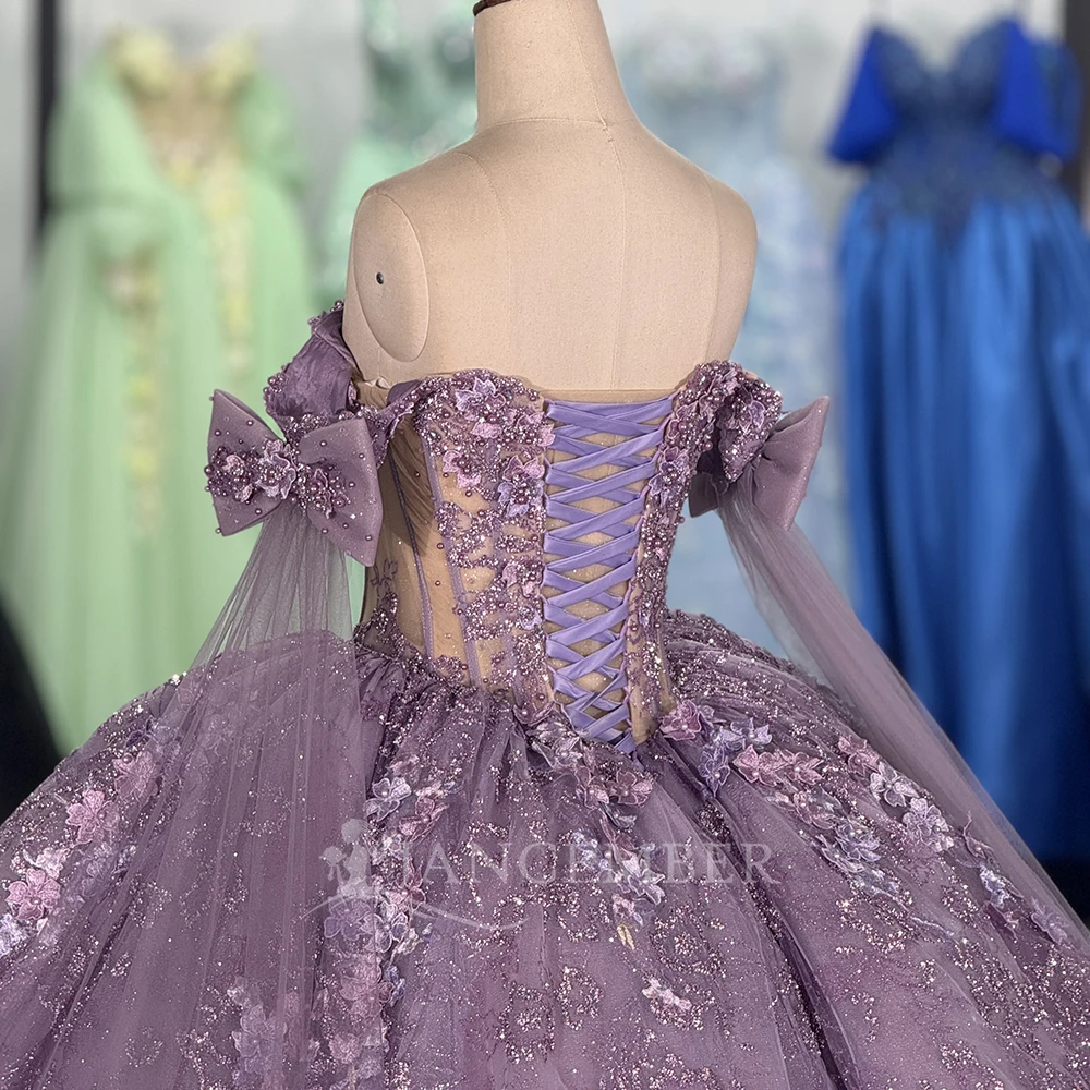 Fata Viola Abiti Da 15 Quinceañera Fantasy Abiti Da 15 Xv Años Principessa In Pizzo Dolce 16 Abito Charro Prom 2025 Personalizzato