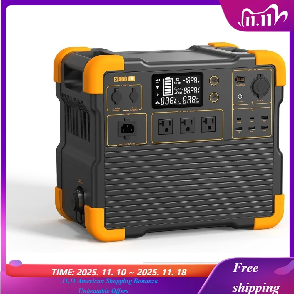 

Портативная электростанция E2400LFP, резервный солнечный генератор 2048 Втч, аккумулятор LiFePO4 2400 Вт, расширяемый до 8192 Втч, быстрая зарядка