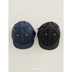 Tooling Style Retro Denim Peaked Cap Female Yupi Street Tide Brand Couple's Short Brim Hat Makes Face Look Small