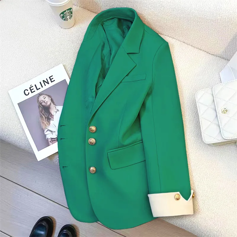 Elegante Schlanke Kerb Blazer Mode Frauen Langarm Revers Einreiher Chic Jacken Casual Büro Dame Neue Koreanische Blazer