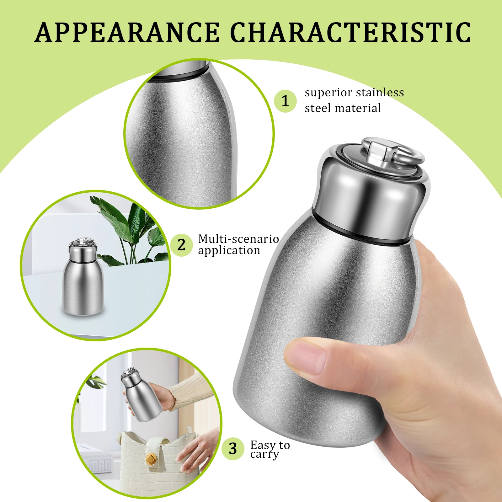 2Pcs 10oz Mini Water Bottle Slim Thermal Small Vacuum Hot Cold Drink Water Bottle for Women Gifts Travel Camping Sport Hiking