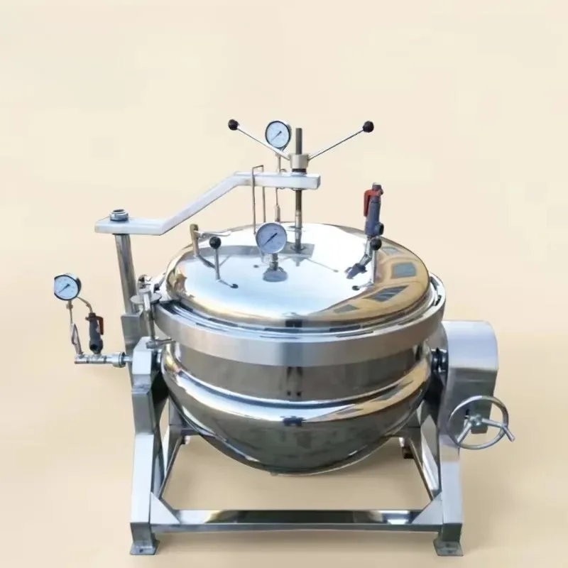 Customize Cookware Mixer Industrial Automatic Vacuum Sugar Boiling High Pressure Heating Bottom Stirring Pot High Pressure