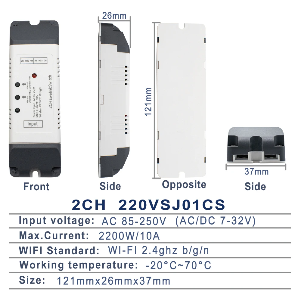 Ewelink 2Channel Smart Wifi Switch Module DC7-32V AC85-250V 220V 10A Relay Work With EWelink APP Alexa Google Home DIY